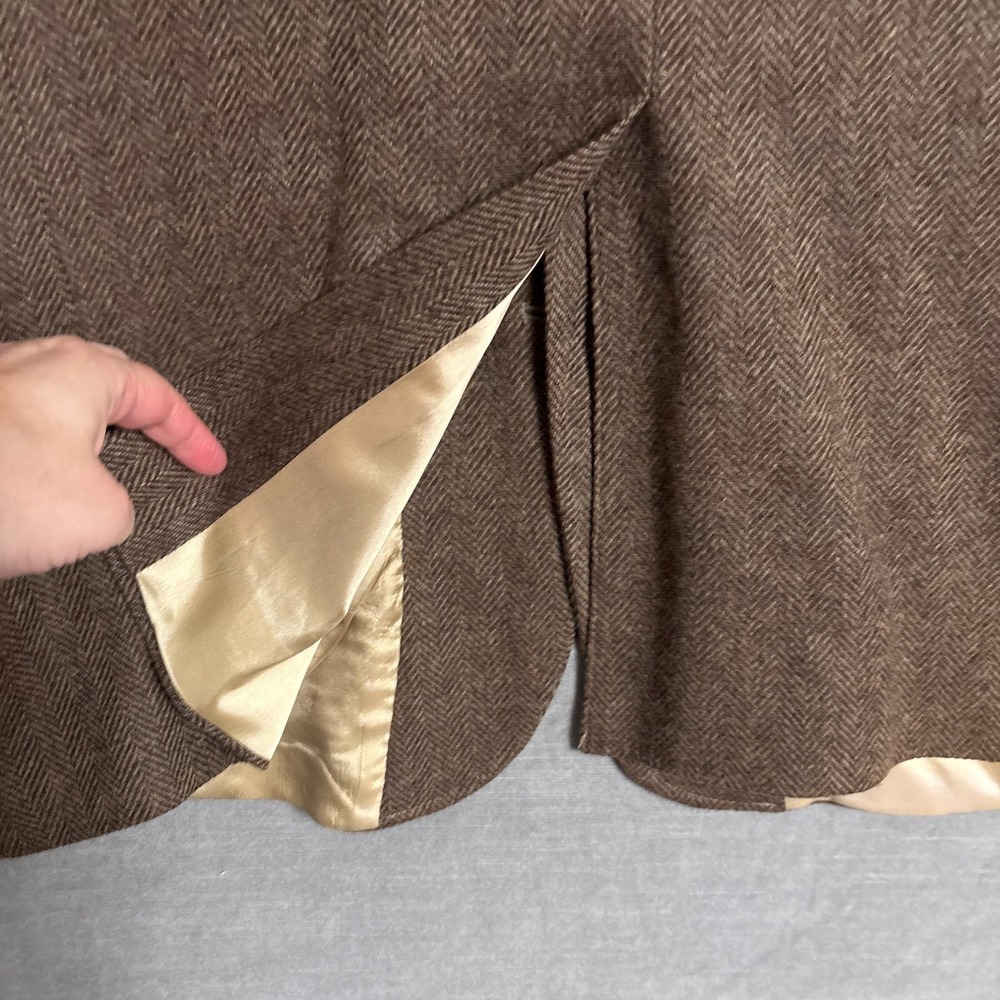 Vintage Land End Sport Coat 44L Brown Lambswool Herringbone Tweed Blazer USA 46L - Picture 6 of 12